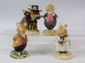 Four Royal Doulton Bramley Hedge figurines, all with boxes. The tallest measures 10cm. (1 has slight