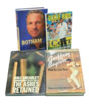 Four Signed Hardback Cricket books by Dicky Bird, Geoff Boycott, Mike Brearley and Ian Botham. See p