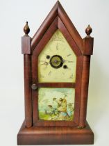 American made Early 20th Century Mantle Alarm Clock in running order but weak mechanism. 15 inches