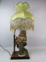 Limited Edition 3538/5000 Florence Guiseppe Armani Owl figural table lamp. 75cm from base to top