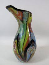 Murano millefiori art glass vase, 22cm tall.