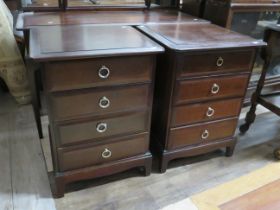 Two Stag Four Drawer Bedroom Chests.  Each measures approx H:28 x W:21 x D:18 Inches. See photos.   