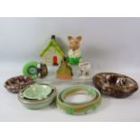 Mixed lot of ceramics including Shelley and West German dripware and Elgrave pottery money boxes.