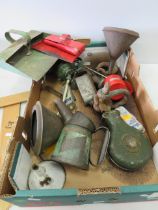 Selection of Vintage Motoring items to include Oil Cans, Funnels etc. see photos.