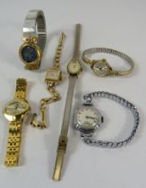 Selection of Ladies Mechanical wristwatches one which is rolled gold, all but one are working plus a