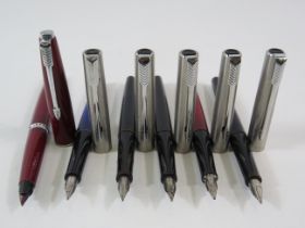 6 Parker Fountain pens.