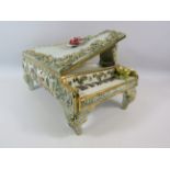 Large Capodimonte grand piano, approx 25cm tall, 26cm wide and 38cm long glued repair to one leg.