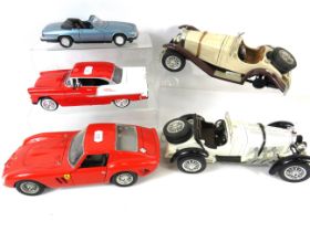 Six Die Cast Models to include a 1:18 scale Ferrari, Motormax Chevy. See photos.