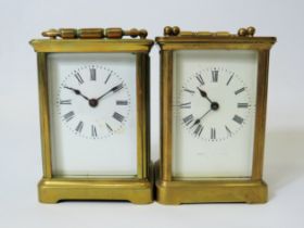 Two Brass Carriage Clocks, Both Non runners. For spares or repairs.   See photos. 