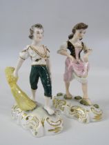 2 Royal Crown Derby Figurines by Edward Drew, 12 cm tall (1 has had a repair see pics).