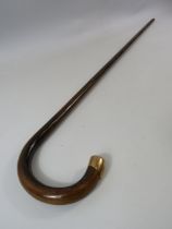 Vintage Asprey London walking stick with 9ct gold tip hallmark rubbed possibly London 1913, 92cm