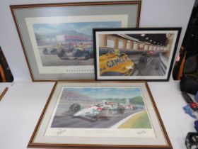 Large Framed under Glass Ltd Ed Print (299/2000) by Tony Smith of Nigel Mansell Race Car 'Red 5'. Si