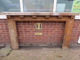 Very Large Robert 'Mousey' Thompson Oak Fire surround with Adzed finish to mantle top with arched co