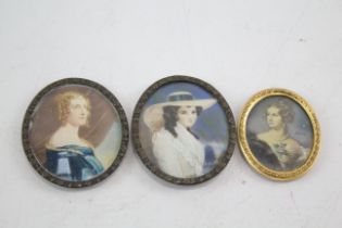 3 x Antique / Vintage Hand Drawn / Hand Painted Portraits of Women 568287