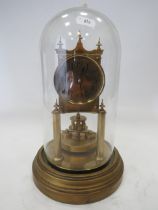 Brass Based Anniversary clock under a Glass Dome which measures approx 11 inches tall. Makers Mark B