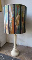 Large pillar table lamp with retro style shade, base to top of the shade is 85cm.