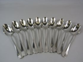 10 French Argental 60g silver plated dessert spoons.