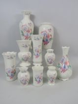 10 Vases by Aynsley in the Little Sweet heart pattern.