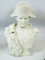 Ceramic white Glazed bust of Napoleon. Crossed lines with 'S' blue mark to base with the numbers 281