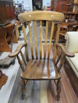 Well made vintage Oak High back chair in excellent condition. Seat height measures approx 18 inches