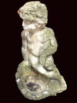 Stone or Concrete Garden Birdbath as a Cherub. 25 inches tall. See photos S2 (These items are he