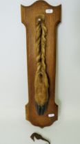 Original Deers foot mounted on an oak board Plaque. Made by Deyrole of Paris. Comes with a small Dri