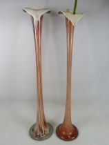 2 Very large jack in the pulpit art glass vases. 35" tall.