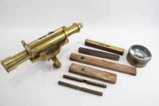 Tools Job lot Inc Vintage Brass Theodolite - lens & Various Spirit Levels 549816