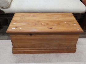 Pine Blanket box by West Country Pine with exposed external dove tail joints measuring H:16 x W:36 x
