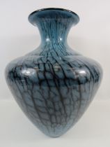 Large motiled art glass vase with gold inclusions, approx 40cm tall.