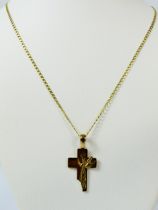 9ct Yellow Gold 'Old Rugged Cross' Crucifix with the words ' Keep me Safe' To the Reverse . Set on