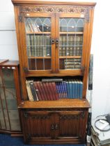 PA1083 Old Charm style Bookcase with glazed doors to top. Measures H:75 x W:38 x D:18 Inches. Se