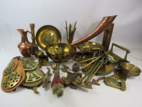 Mixed lot of Copper and brass items .