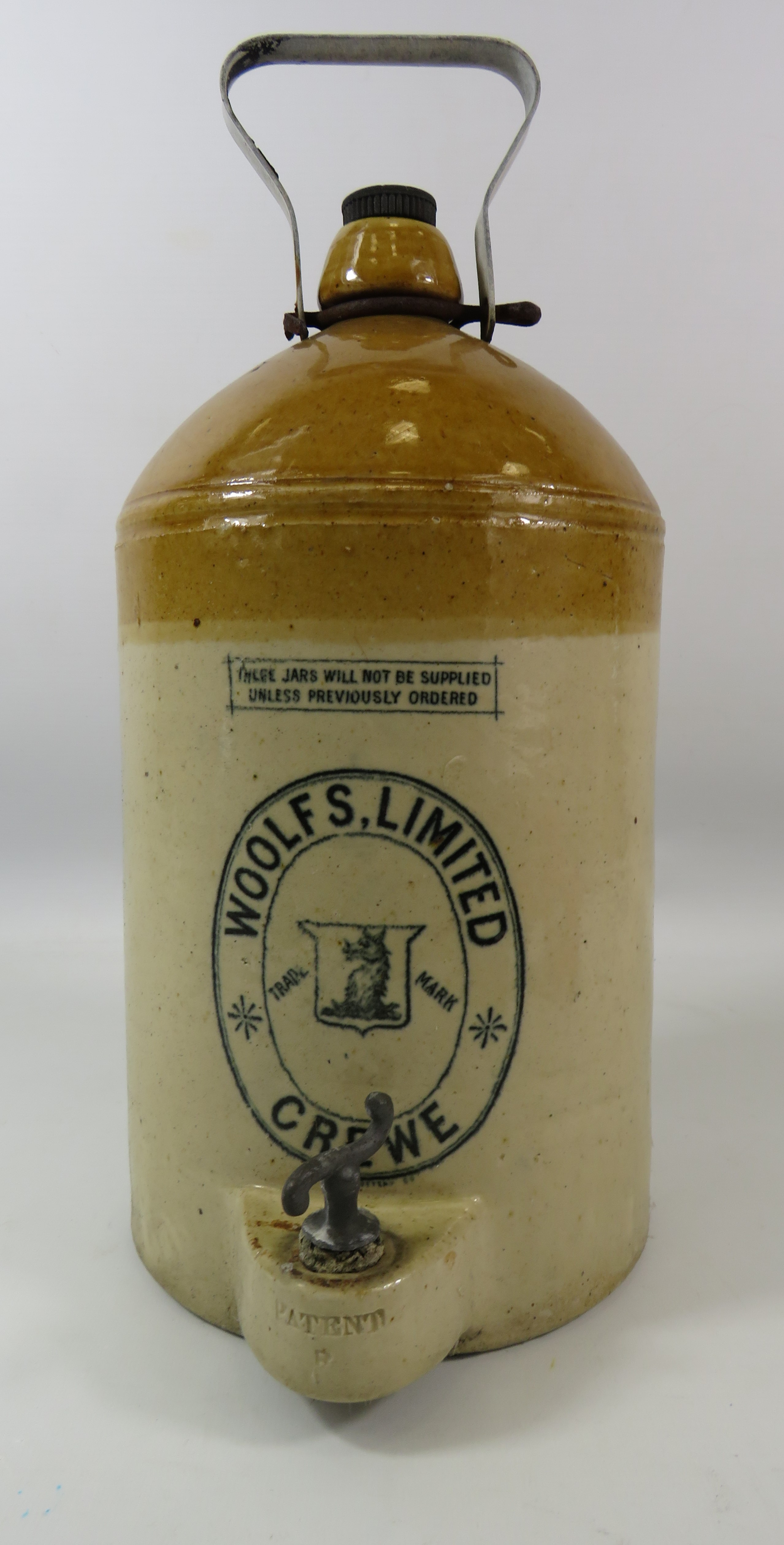Vintage Stoneware bewery bottle / Flagon Woolf's Limited Crewe.