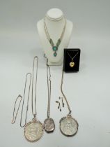 Selection of Silver based jewellery to include a Swarovski heart pendant on silver chain (boxed) alo