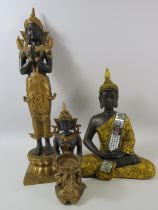 3 Resin buddha statues. The tallest measures 47cm.