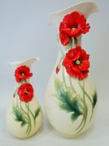 Two Graff, Graduated Poppy vases, Largest 17 inches, smaller 11 inches. Both in excellent condition.