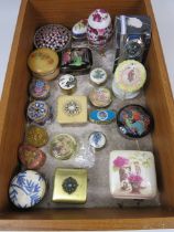 Selection of various trinket boxes and a Slazenger watch.