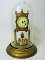 Brass made Annivesary clock under Glass dome.  Enamel face, running order. No key available.   Appro