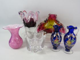 Mixed art glass lot including Chribska, Orrefors, Italian glass etc