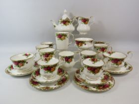 Royal Albert Old Country Roses small teapot, selection of cups and saucers etc