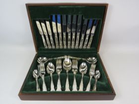 44 Pieces kings pattern cutlery set in wooden case.