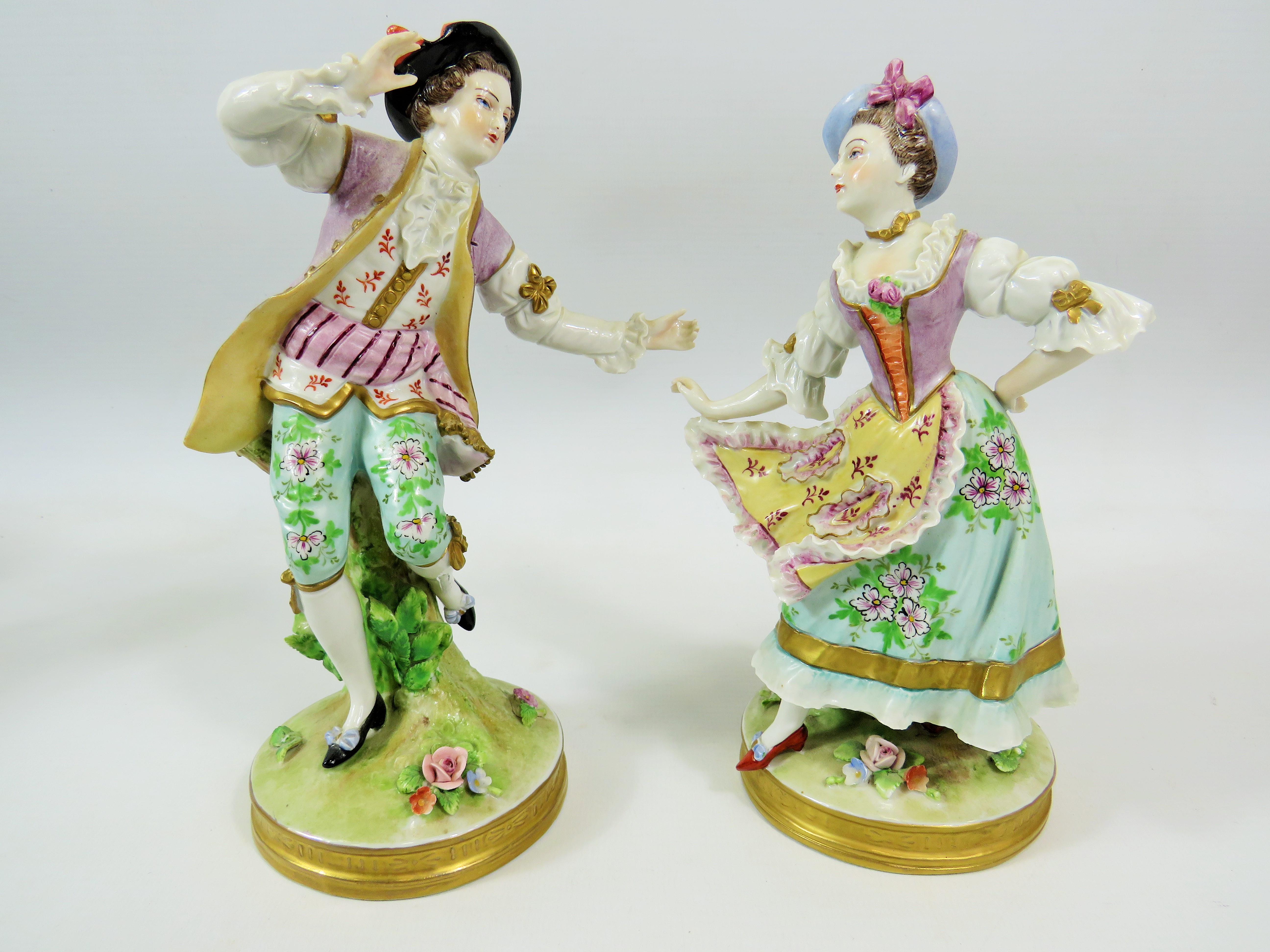 Pair of Dresden Sitzendorf Neo Classical figures. Both in excellent condition and measures approx 9  - Image 2 of 16