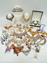 Large selection of very good quality costume statement jewellery to include heavy necklaces, earring