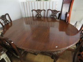 Large Wind out Oval Mahogany Dining Table with two extention pieces which each measure 24 inches wid