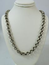 Thick and Heavy 18.5 inch Silver chain with Celtic designs to alternate links. Total weight 55.2g