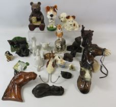 Selection of various animal figurines, wall plaques and wall hooks etc.