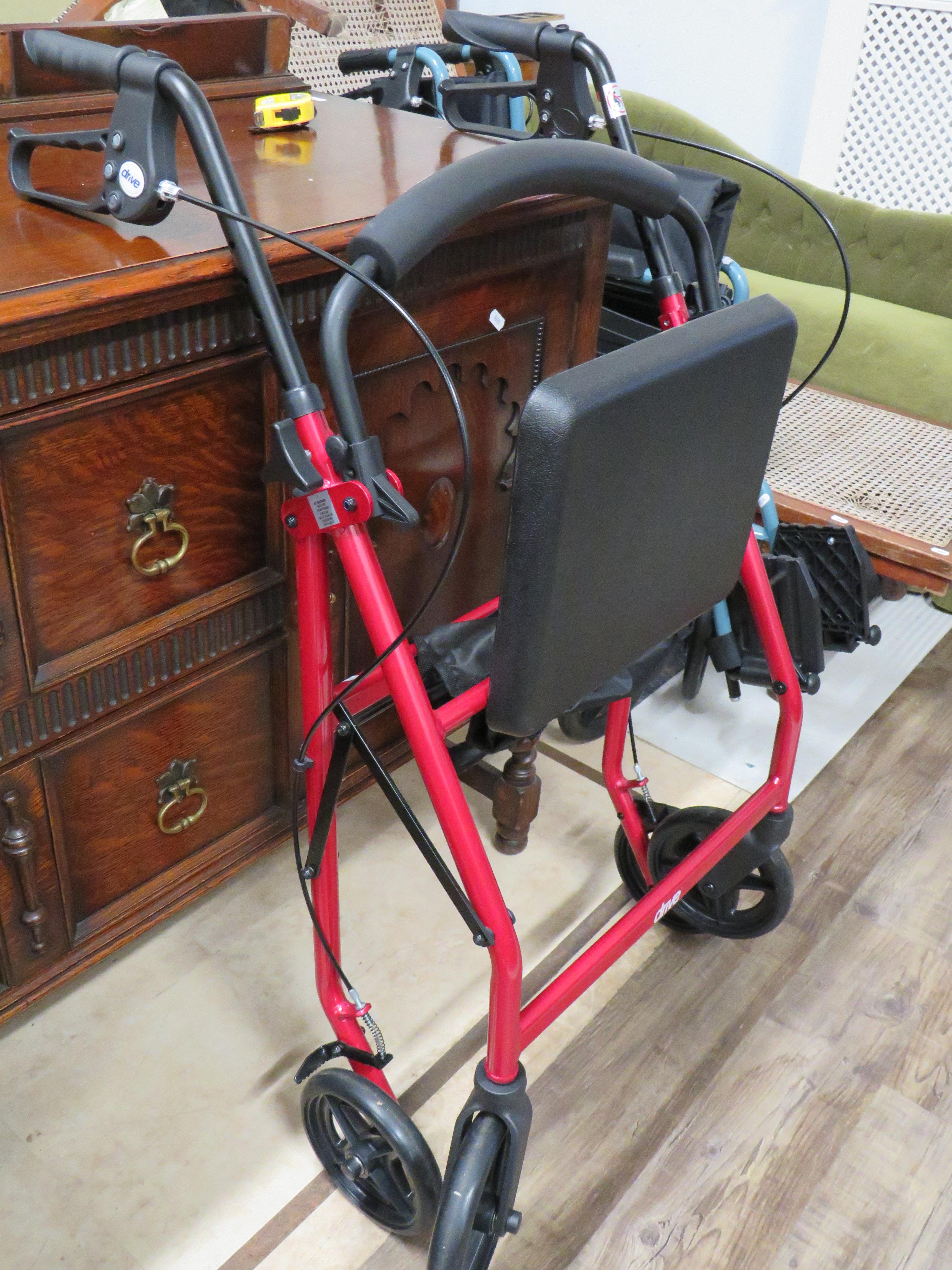 Drive, Fold Flat mobility walker with handbrakes & Seat, see photos. Very Little use. - Image 5 of 5