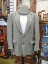 Harris Tweed mens jacket with matching flat cap size 44R.