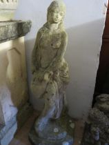 Large Concrete/Stone Statue of a classical nude watercarrier. Measures approx 29 inches tall. (Th